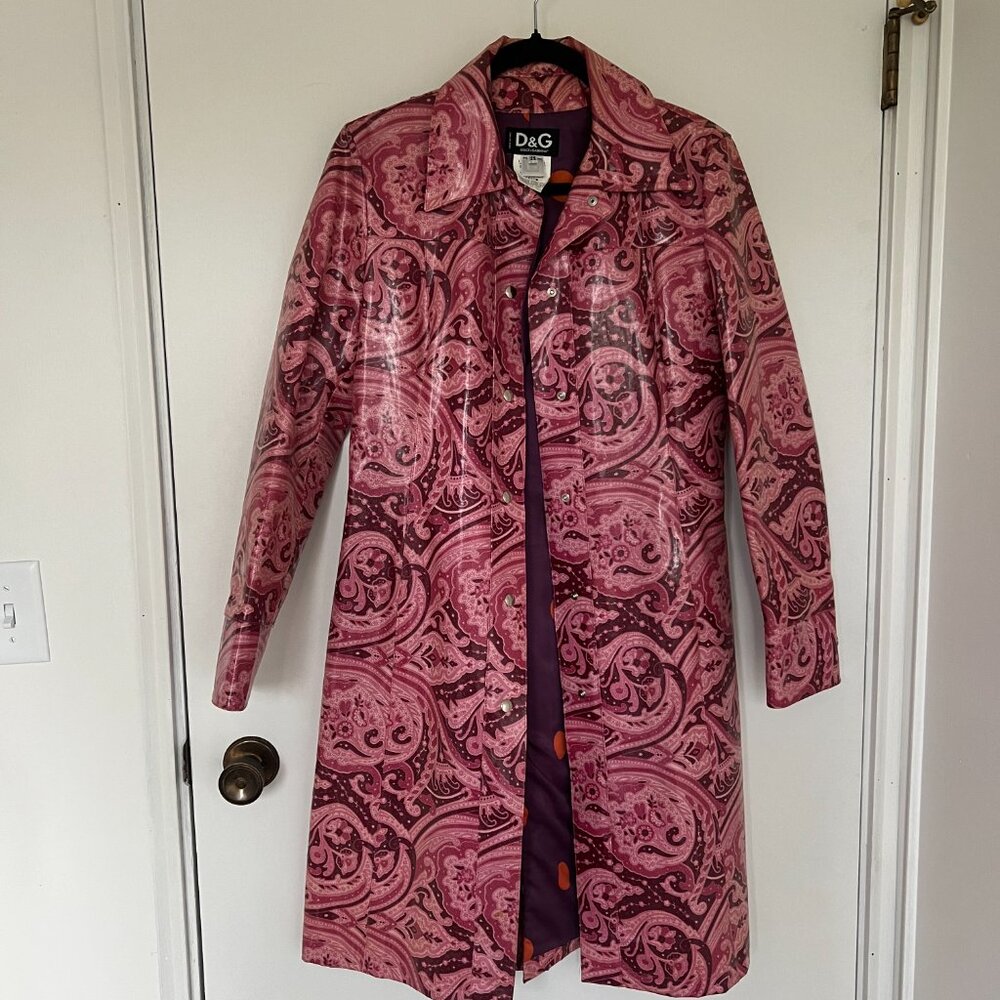 Size XS/S Dolce & Gabbana Paisley Long Coat Pink Lightweight